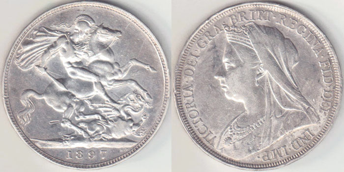 1897 LXI Great Britain silver Crown A003335